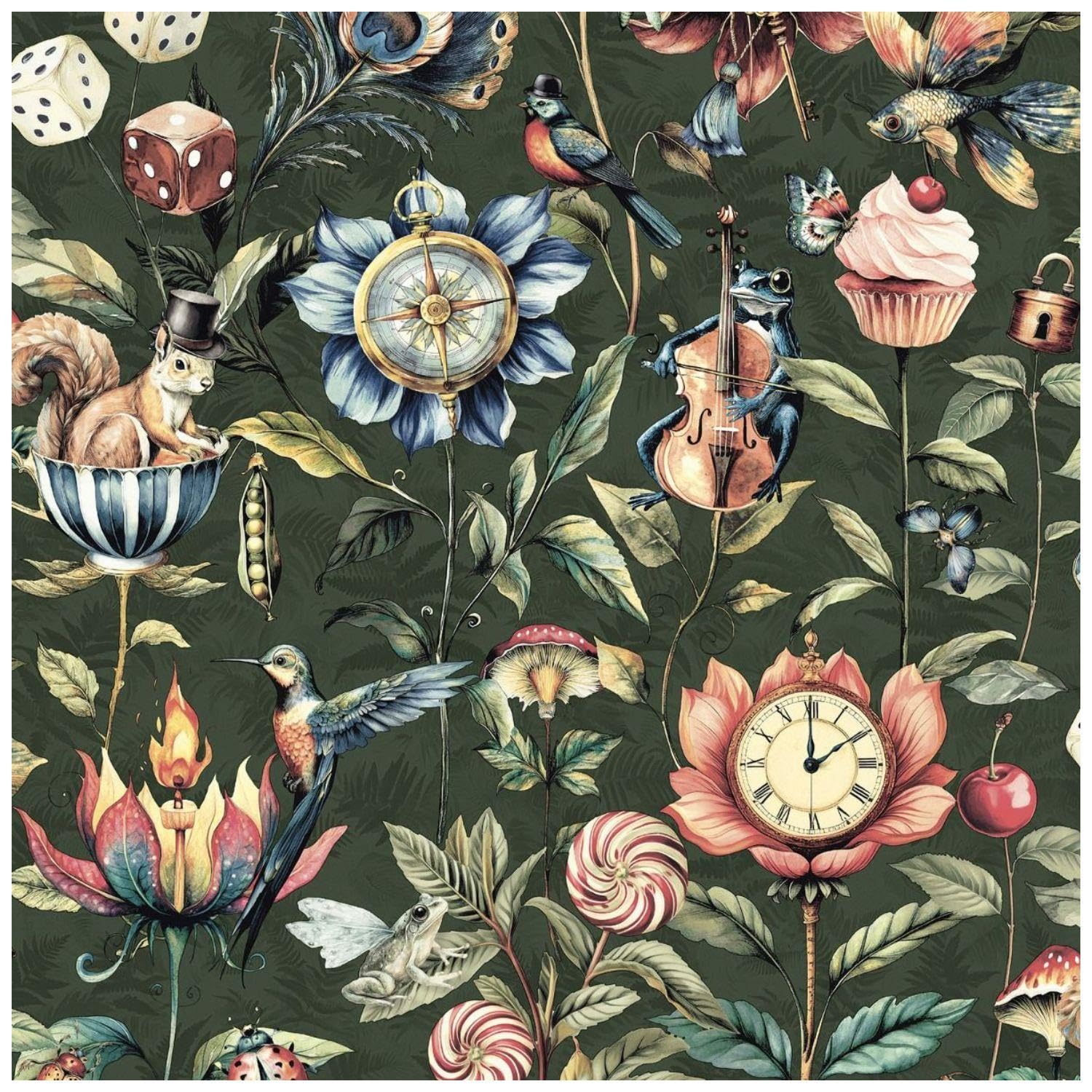 Yöl Emerald Green Curious Creatures - Contemporary Versatile Sophisticated - Dining Room Bedroom Living Room Lounge - Statement Feature Wall - 10.05M X 53Cm Roll - Paste The Paper Wallpaper