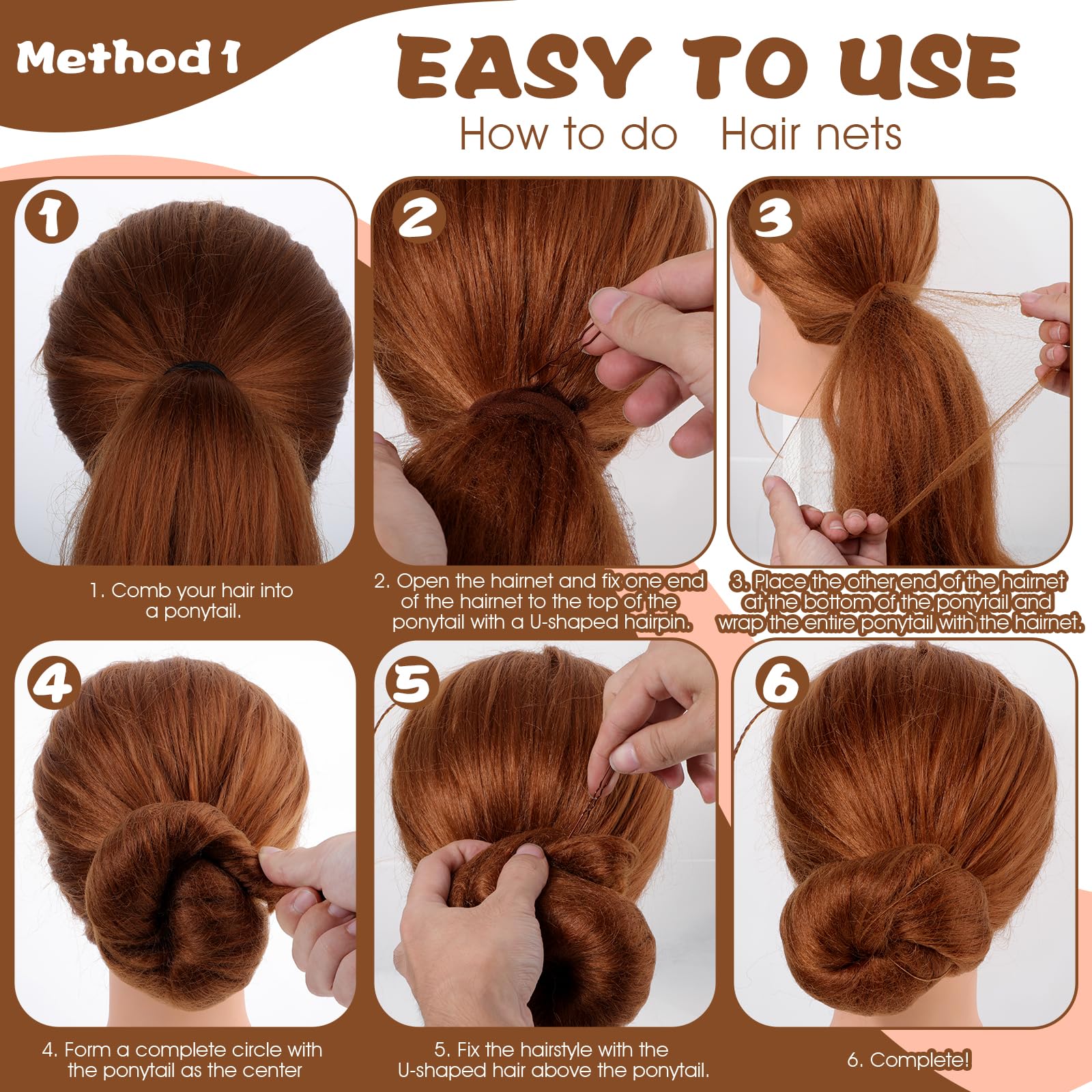 Giantree Retine per capelli per chignon 20 sztuk 50 forcine a U invisibili