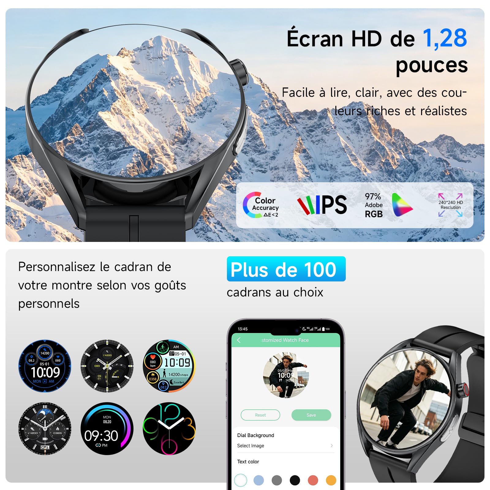 Marsyu Montre Connectée avec ECG/HRV/IMC/SPO₂/Sommeil, Sport Santé 24h IP68