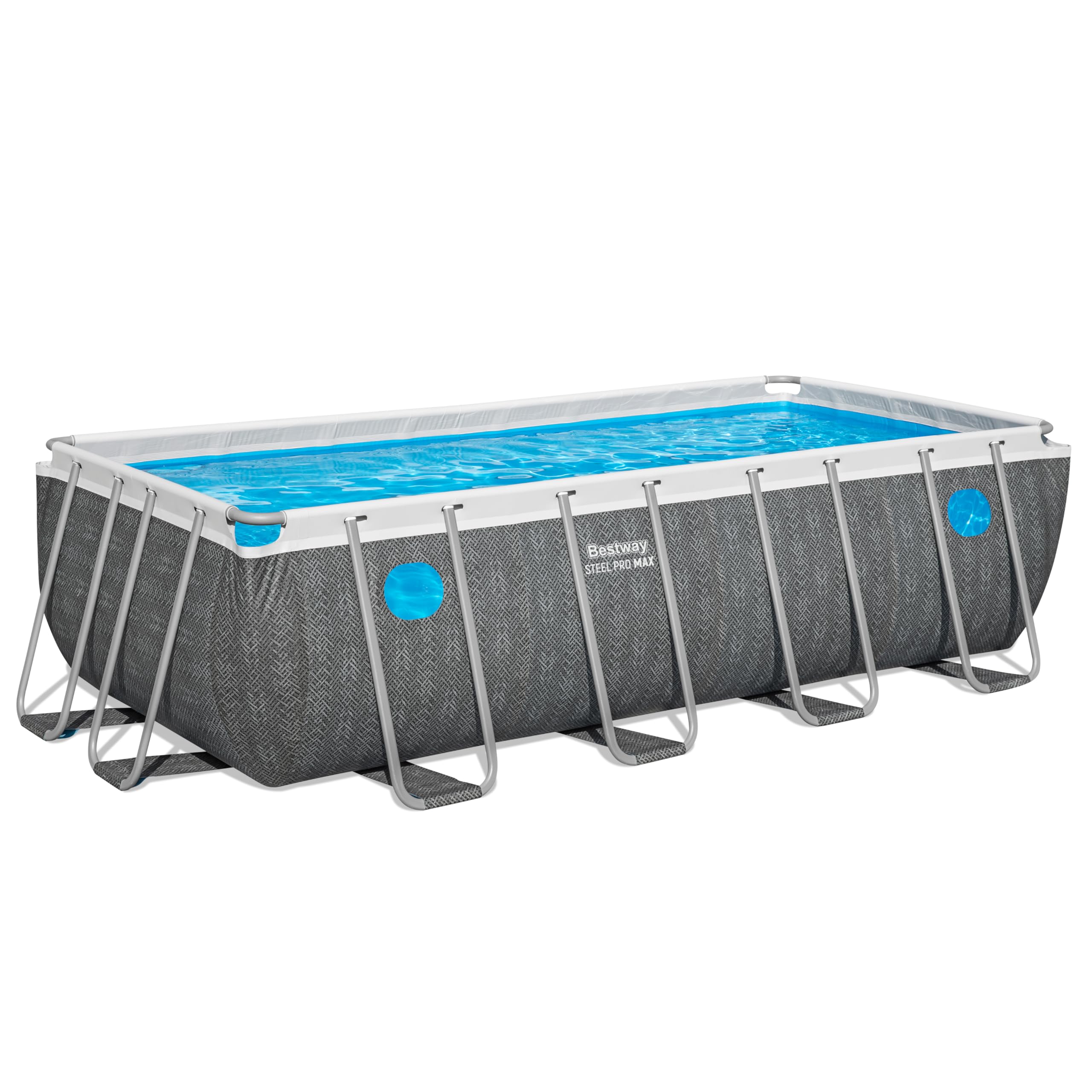 Bestway 561MB Set piscina fuori terra rettangolare Steel Pro MAX Splashview - 4,88 m x 2,44 m x 1,22 m, grigio