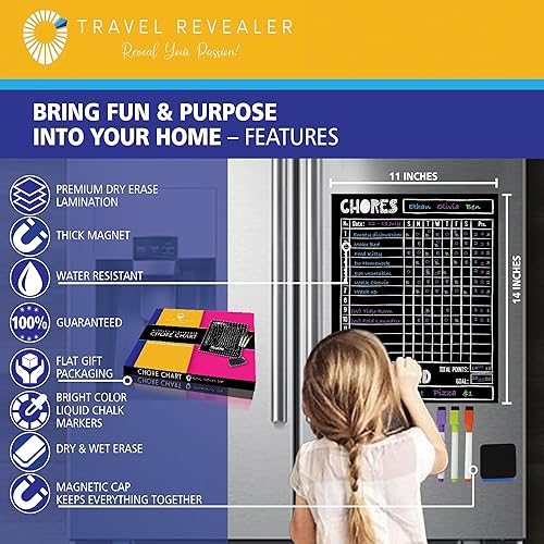 Miniatura 3 de Travel Revealer Tabla magnética de tareas para niños, múltiples niños, adultos, tabla de recompensas familiares para niños en casa magnética de 11 x