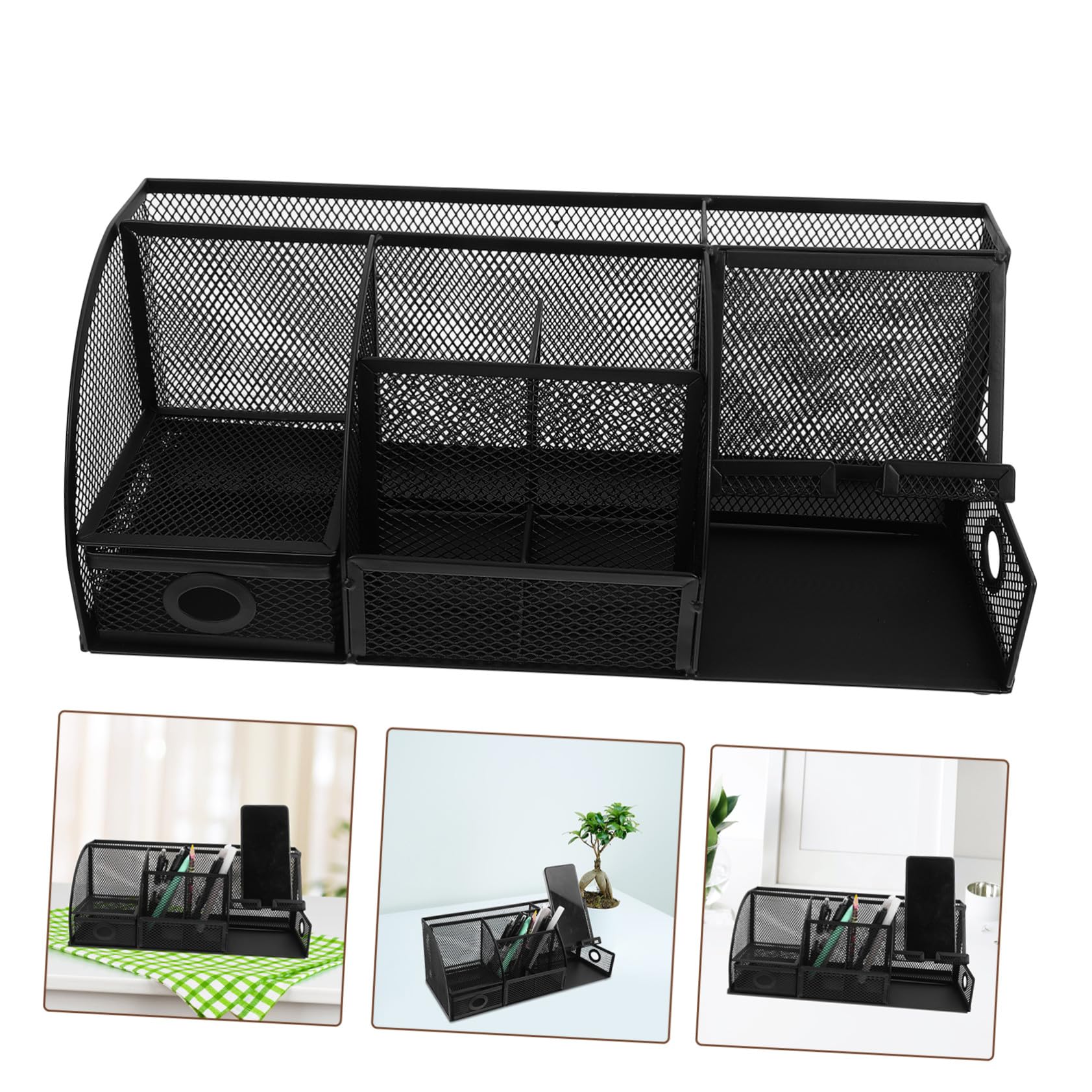 SOIMISS Schwarzer Eisen Stiftehalter für Schreibtisch Organizer