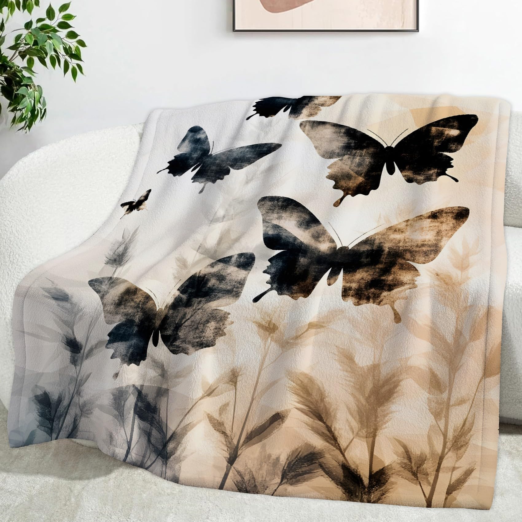 Koc Retro Motyl Koce Atramentowe Łóżko Pojedyncze Ciepło Miękkie Koce Sofa Koc Flanelowy 180 x 200 cm na wszystkie pory roku