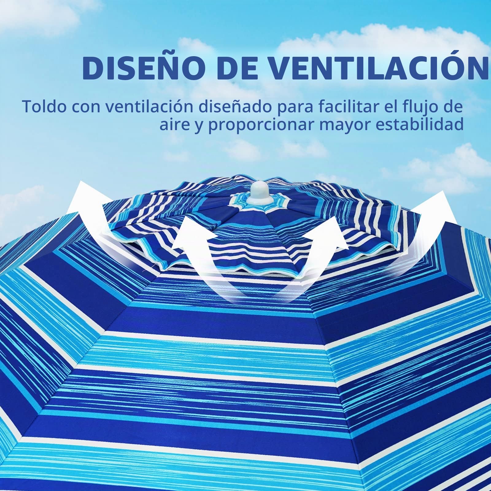 AMMSUN Sombrilla de playa resistente de 6.5 pies con refugio solar inclinable, protección UV 50+, sombrilla para exteriores con bolsa de transporte para patio, jardín, playa, piscina, patio trasero,