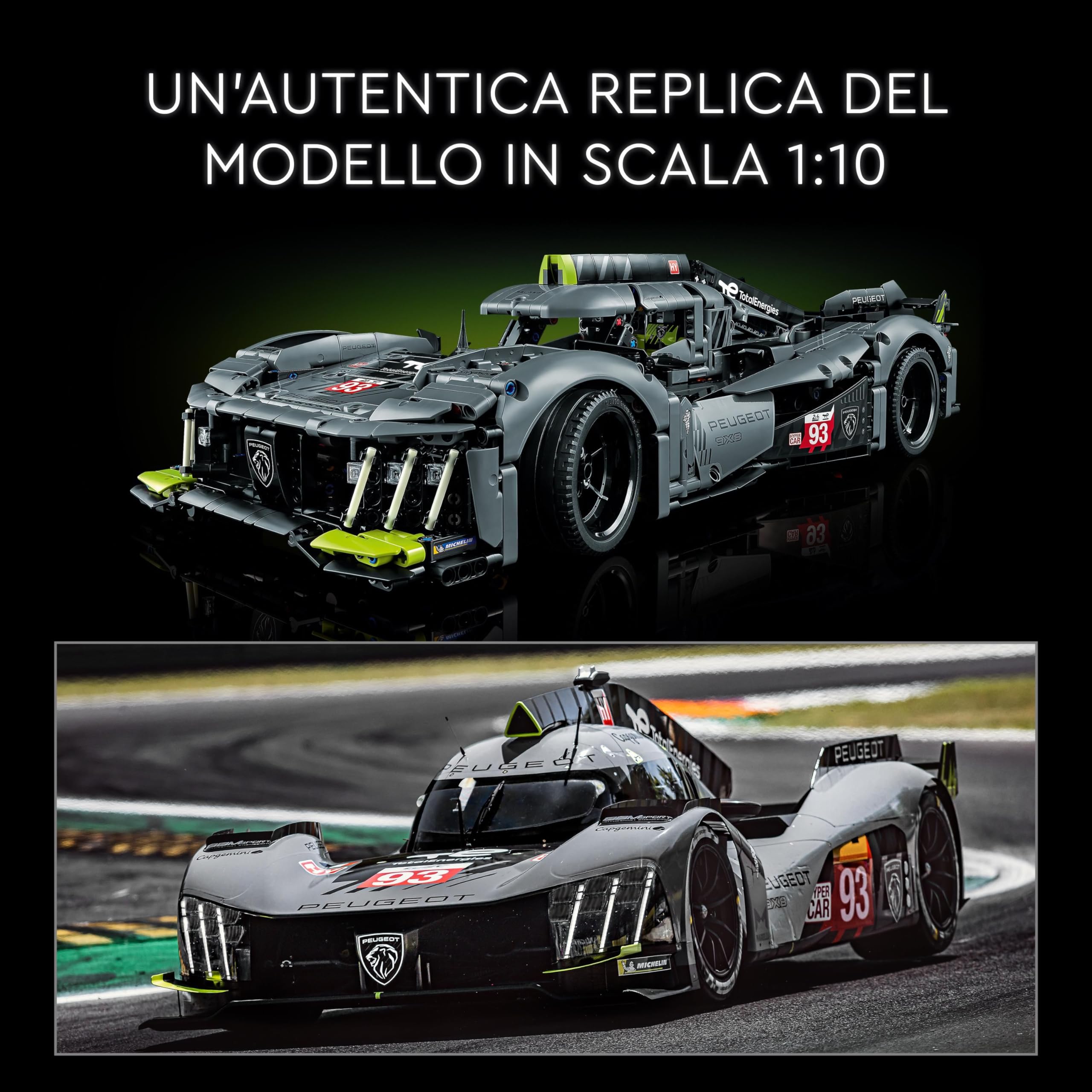 LEGO 42156 Technic PEUGEOT 9X8 24H Le Mans Hybrid Hypercar, Iconico Modellino di Auto da Corsa per Adulti da Costruire, Idea Regalo per Uomo o Donna, Set Automobilistico da Collezione in Scala 1:10