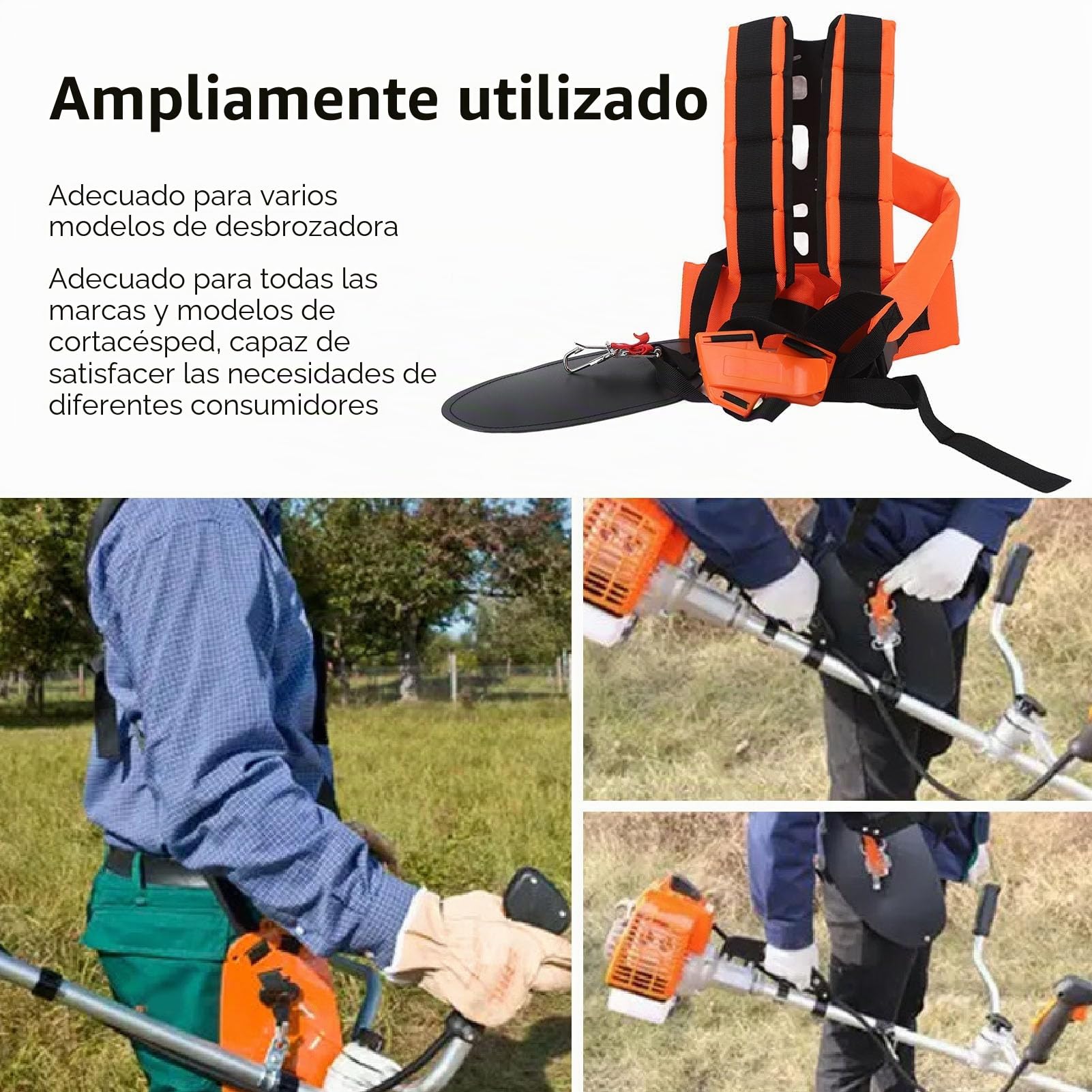 Arnés Universal de Nailon para Desbrozadora, Correa de Hombro para Cortacésped y Recortadora de Jardín