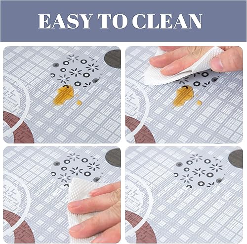 Vista 22 de FIFTY FEET Mantel rectangular de 70 x 52 pulgadas, mantel de vinilo con respaldo de franela para mesas rectangulares impermeable, cubierta de mesa