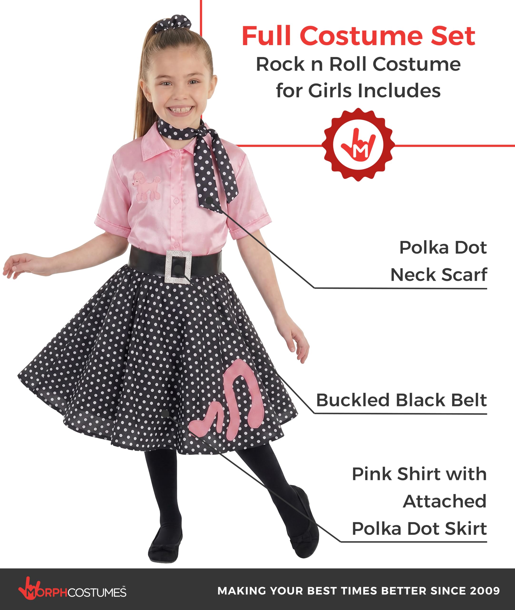 Fun Shack Vestito Anni 50 Bambina - Costume Carnevale Bambina, Abito Vintage per Feste, Halloween e Compleanni.