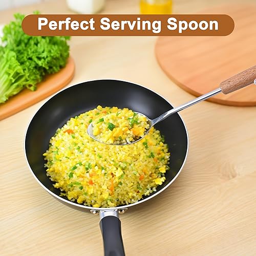 Miniatura 4 de FJNATINH Espátula Wok, espátulas ranuradas, cucharón, juego de herramientas de cucharón de espumadera, utensilios de cocina de acero inoxidable de