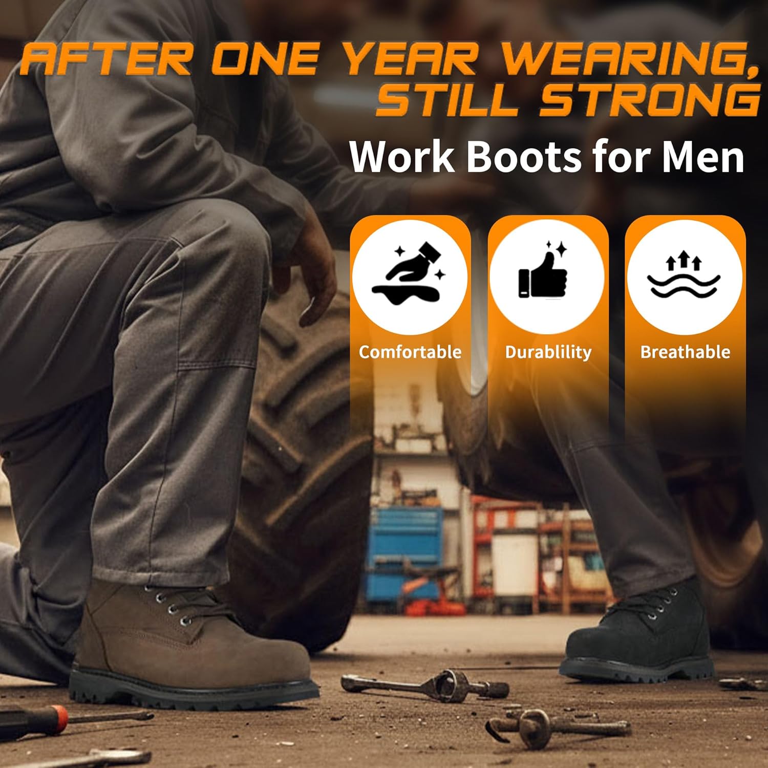Comfort Work Boots for Men Steel Toe/Soft Toe Boots Water Resistant and Slip Resistant safety Boots for men & botines para hombre for Factory Workers - Image 4