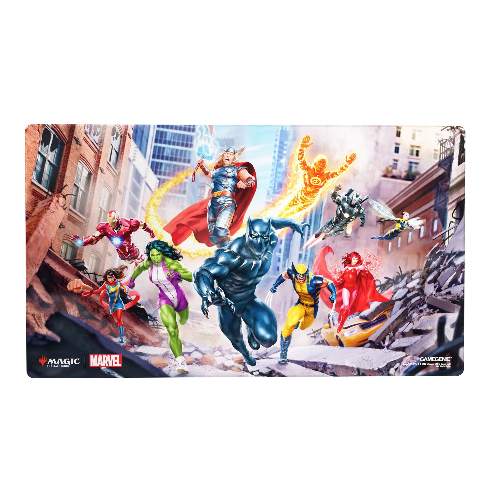 Gamegenic | Magic: The Gathering | Marvel Super Heroes Shiny Playmat - Marvel Super Heroes | Trading Card Game Accessory | Ages 13+
