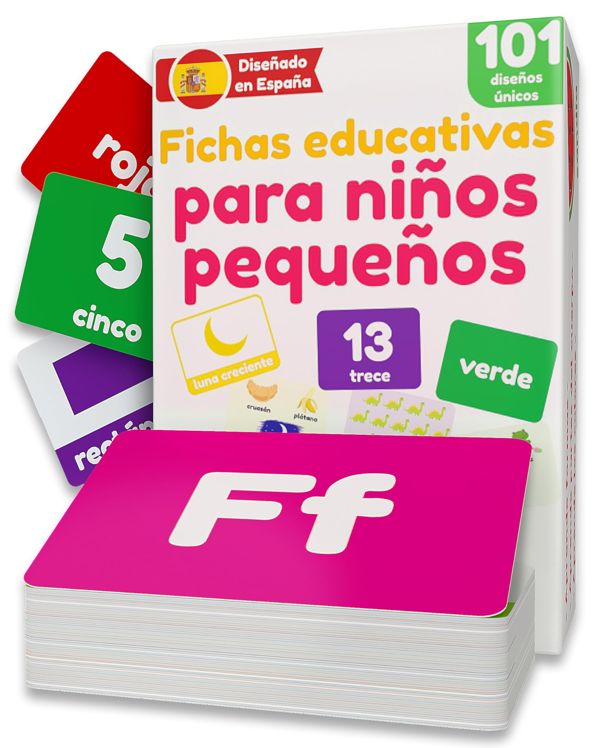 Fichas educativas para niños pequeños | Tarjetas Bebés 1-3 Años | Flashcards Alfabeto Infantil | Letras Números ABC Colores Formas Animales | 101 Tarjetas Aprendizaje | Juguete Desarrollo Lenguaje