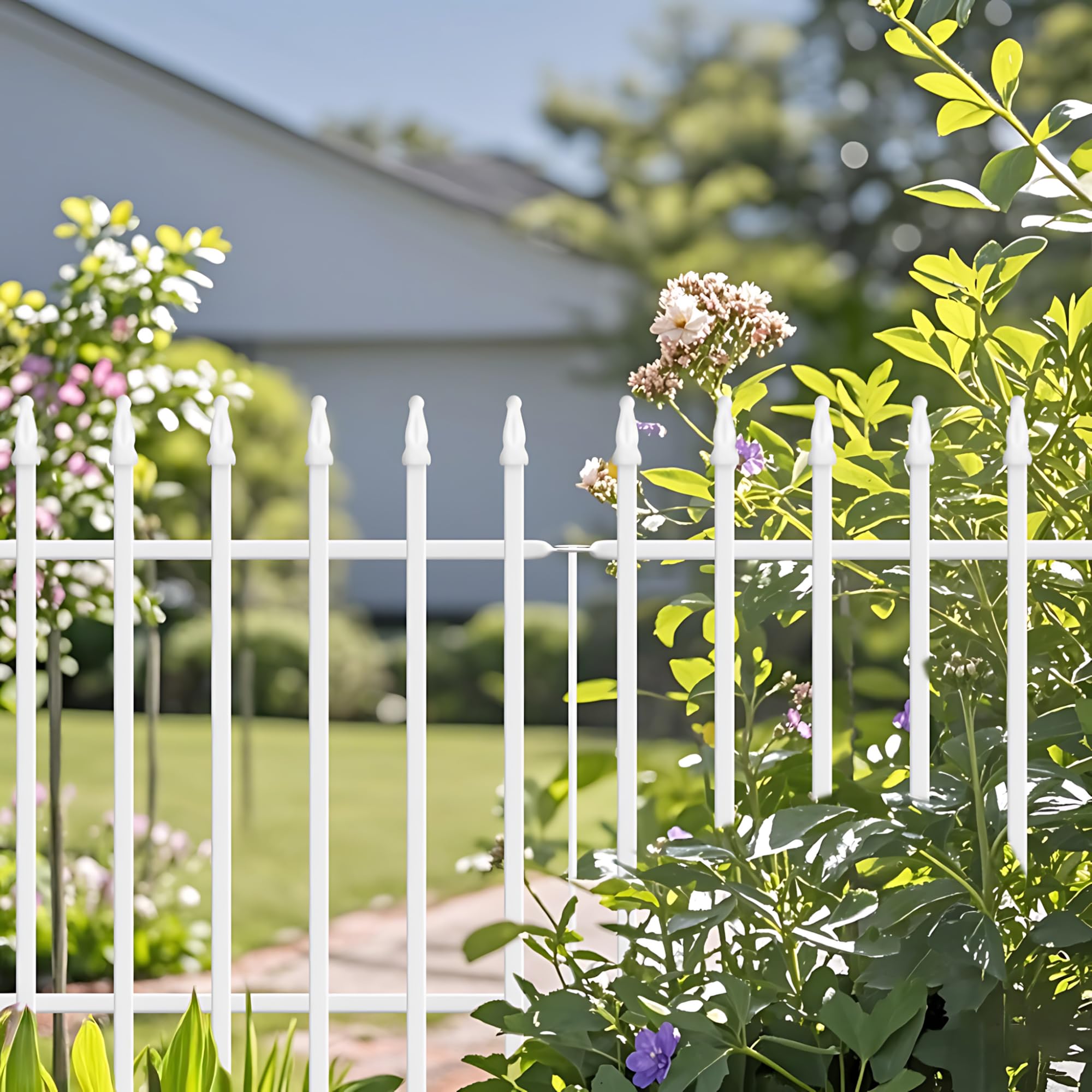 Thealyn Metal Garden Fence 24 inch High x 24 inch Wide (5 Panels, Total Length 10 feet) Decorative Border Fence Landscape Fencing for Dog, Flower Bed, Yard, Animal Barrier