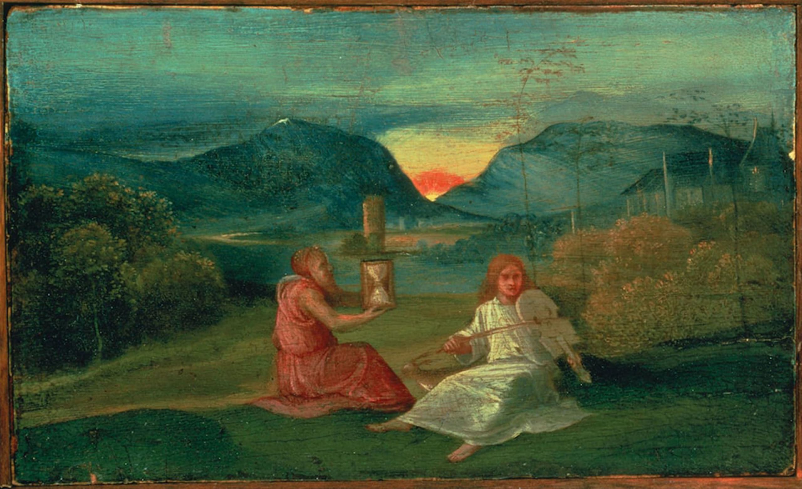 ARTXLXXBN Famous Painting Canvas Artwork Graffiti Print the Hour Glass by Giorgione Portrait Canvas Image for Home Decor 60x90cm