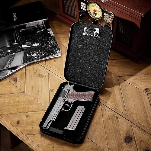 Miniatura 2 de Caja de seguridad pequeña para pistola oculta para mesita de noche de coche, debajo de la cama, caja fuerte para pistola portátil, segura para
