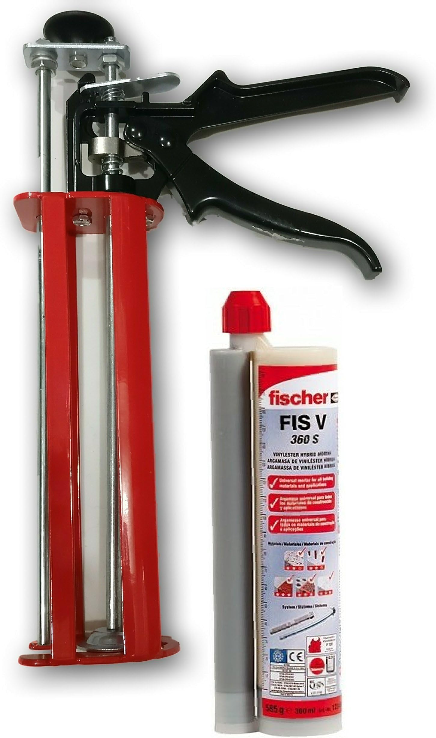 KROST Aluminum Fisher Injection Fis V 360S with 9 inch Heavy Duty Caulking Gun (Red)