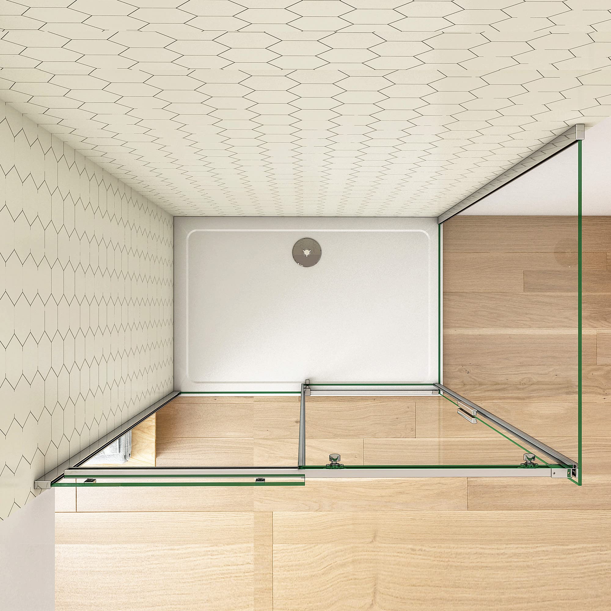Aica Sanitär Duschkabine Schiebetür Duschabtrennung Duschwand 120x80cm mit 8mm Nano Glas 195cm Höhe