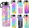 Personalized Insulated Water Bottle with Straw, Christmas Birthday Gift for Kids Women Men, Custom Stainless Steel Thermoses Cup with Name or Text, Patterns