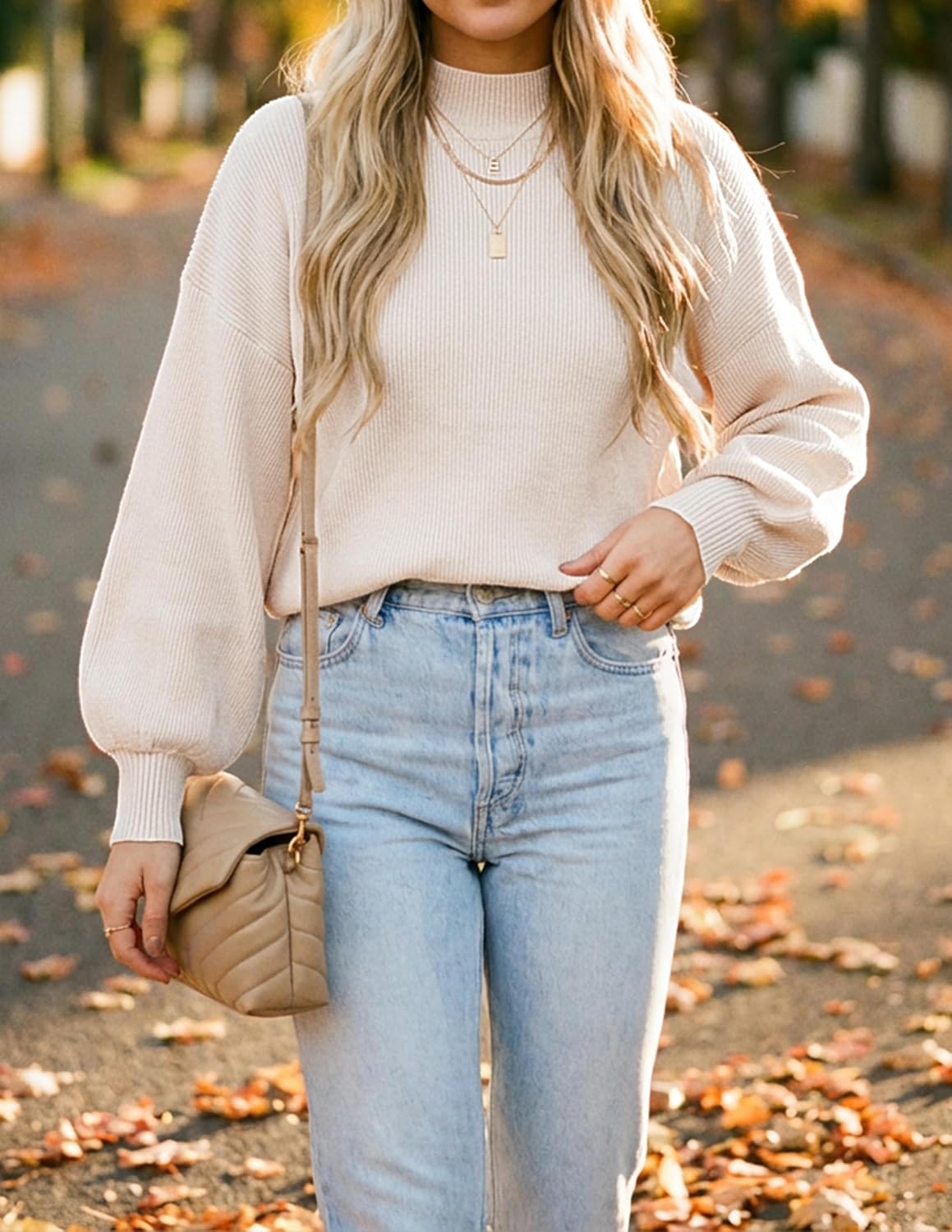 ZESICA Women's Casual Turtleneck Long Lantern Sleeve Fall 2026 Oversized Ribbed Knit Pullover Sweater Jumper Top - Image 5