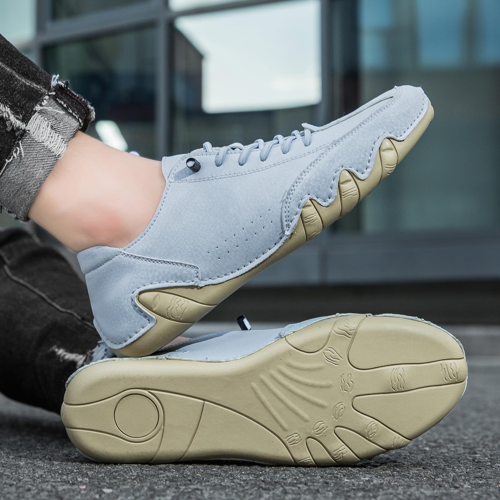 Scarpe da uomo ultra comode, basse da barca, in pelle, durevoli, per attività all'aria aperta, antiscivolo, unisex, basse, casual, tinta unita, per il tempo libero