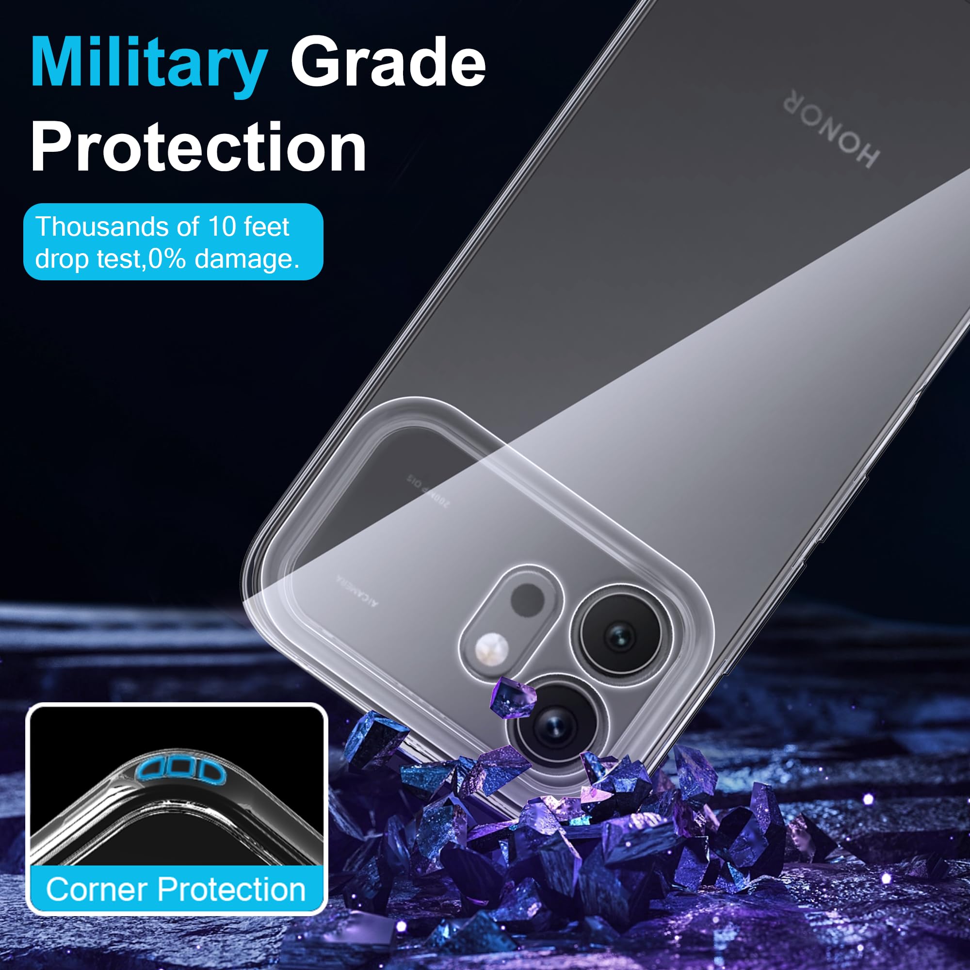 FDHYFGDY Cover per Honor 600 5G Custodia per Telefono, Anti-ingiallimento Antiurto Trasparente con Custodia Protettiva, Ultra Sottile Morbido in TPU Custodia Protettiva