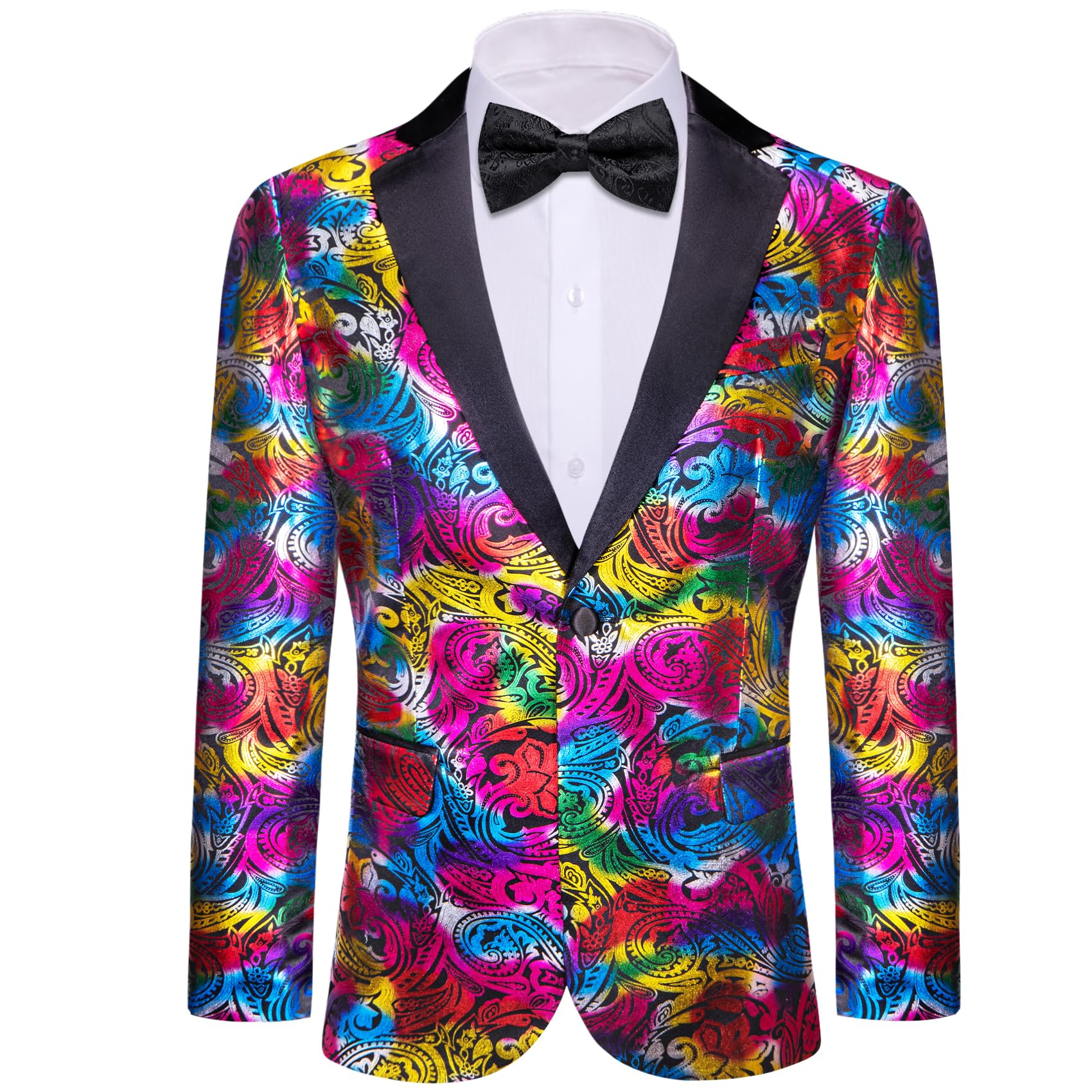 Barry.Wang Mens Floral Blazer Suit Jacket Notched Lapel Casual Sport Coat