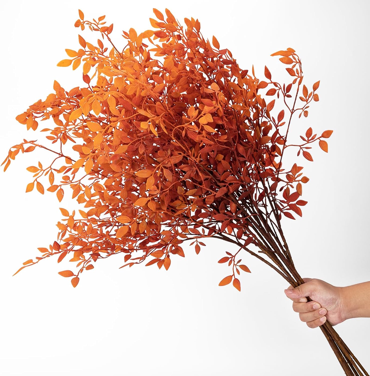 6pcs 36 Inch Fall Artificial Plants Fake Autumn Branches for Vase, Faux Orangen Nandina Long Stems for Tall Vase, Fake Plants Fall Stems for Wedding Garden Office Home Décor