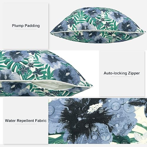 Miniatura 3 de Juego de 2 fundas de almohada decorativas para exteriores, repelentes al agua, cuadradas, 18 x 18 pulgadas, fundas de almohada de patio para uso en