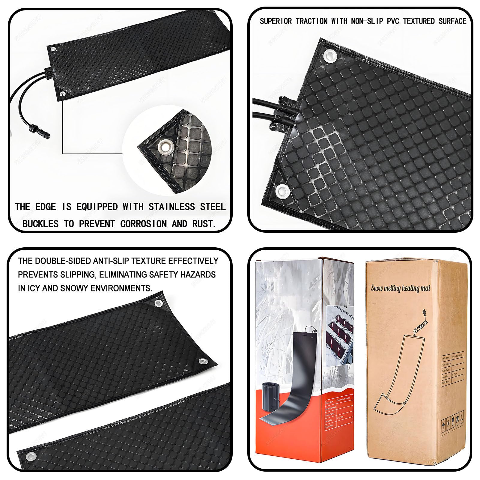 Alfombras Calefactoras Suelo 5PCS para Evitar Hielo en Entradas/Escaleras/Senderos,para Derretir Nieve,Hielo,Alfombras Calefactoras con Textura Antideslizante 5pcs-21 * 98in/54 * 250cm