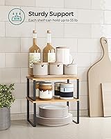 Vista 67 de SONGMICS Cabinet Organizer Shelf, Set of 4 Kitchen Counter Shelves, Kitchen Storage, Spice Rack, Stackable, Expandable, Metal and Engineered Wood