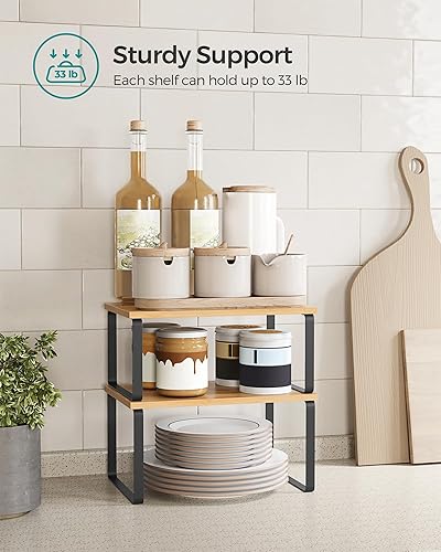 Miniatura 67 de SONGMICS Cabinet Organizer Shelf, Set of 4 Kitchen Counter Shelves, Kitchen Storage, Spice Rack, Stackable, Expandable, Metal and Engineered Wood