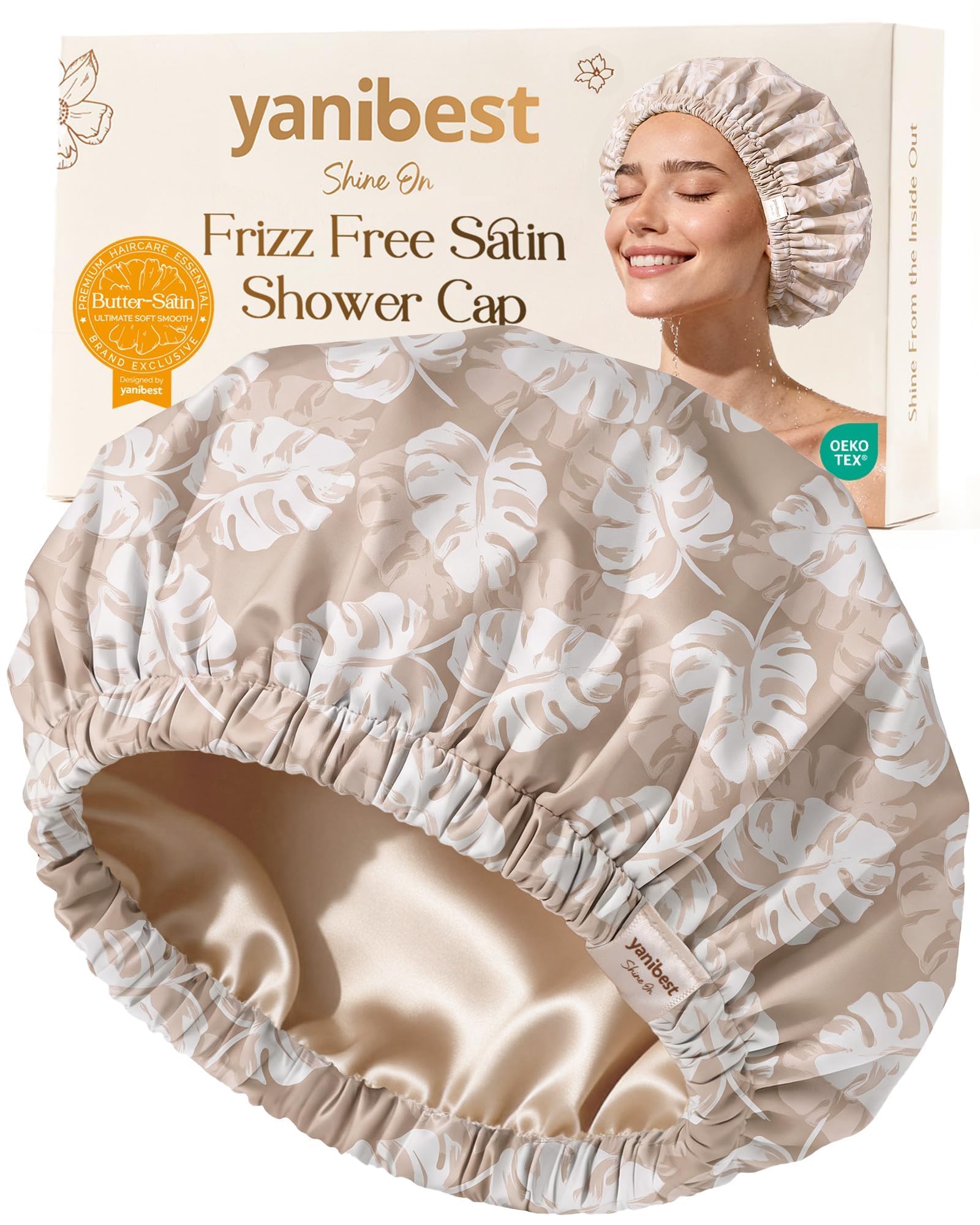 Satin Shower Caps for Women - Waterproof & Dry -9