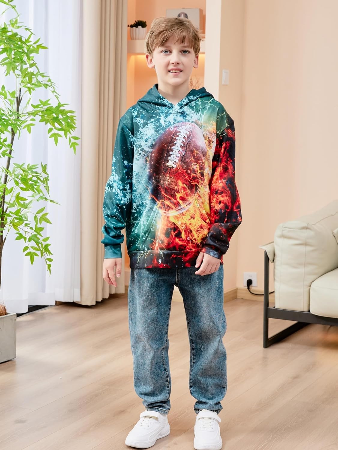 Idgreatim Kids 3D Graphic Pullover Hoodies Warm Thick Hooded Sweatshirt for Boys Girls 6-16 Years - Image 2