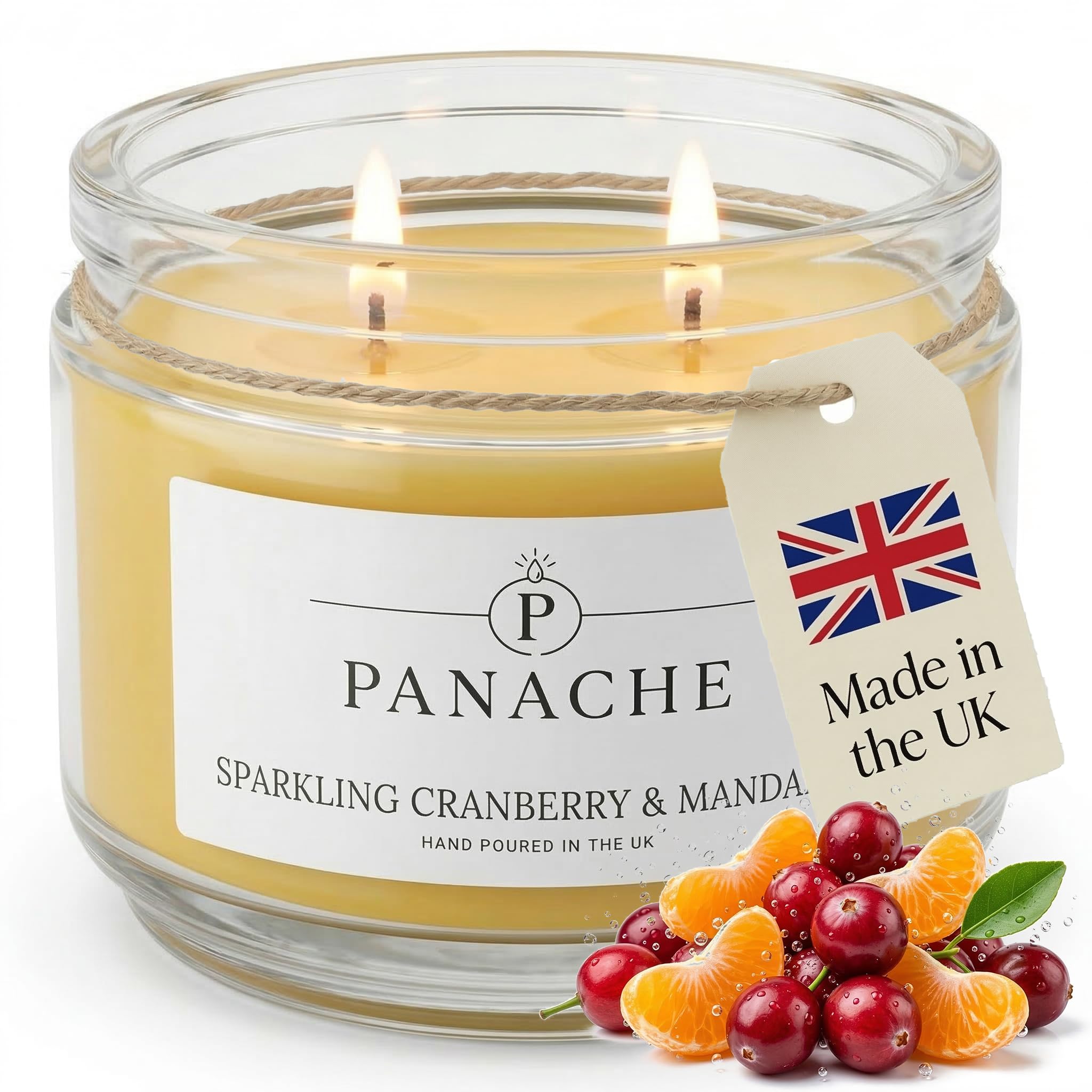 Panache Sparkling Cranberry & Mandarin Scented CandleDouble WickFestive Citrus Scent from B&Q