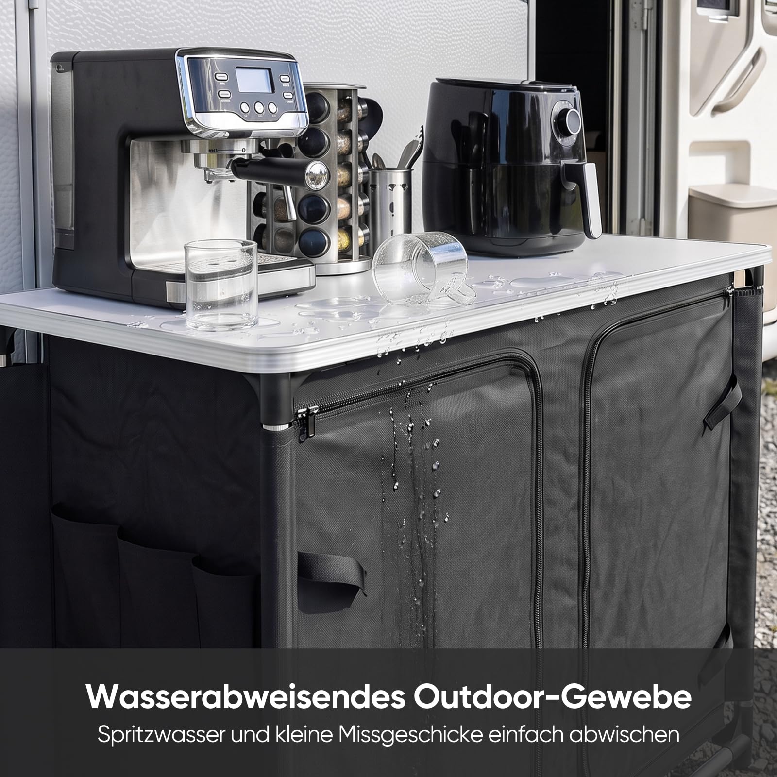 Sekey Campingküche Faltbar Campingschrank mit Aluminiumgestell, Tragetasche