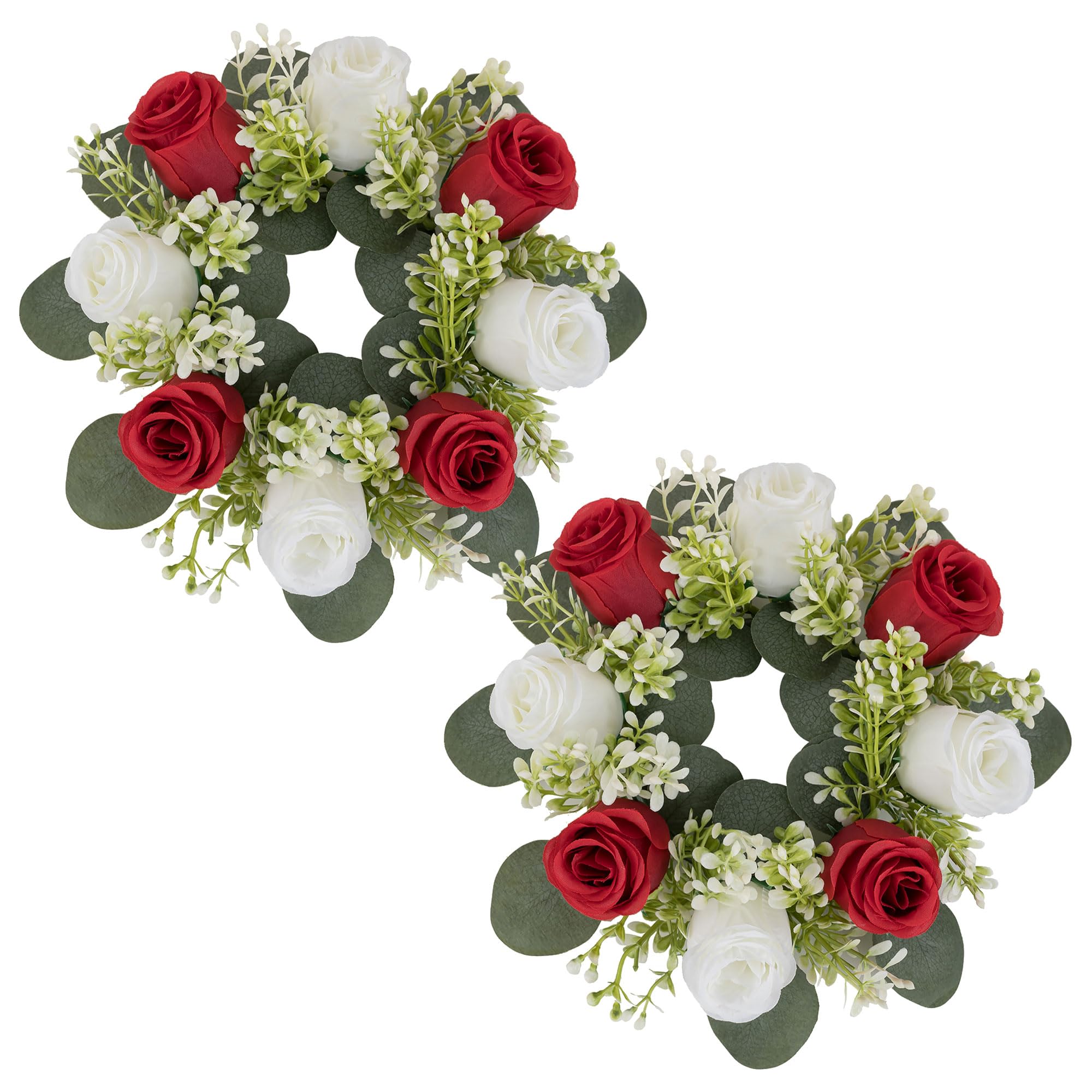Couronne de Noël armoire BLOSMON 2 mini couronnes de roses blanches et rouges