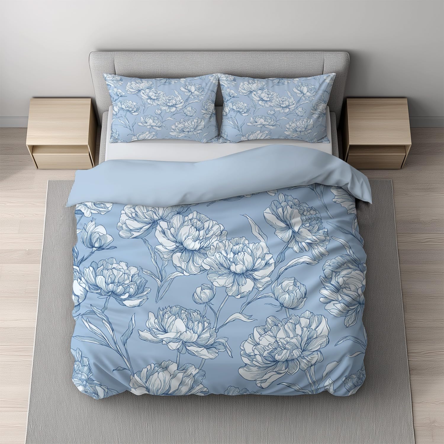 Parure de couette durable réversible 240x260 cm motif lavé à l'encre raffiné