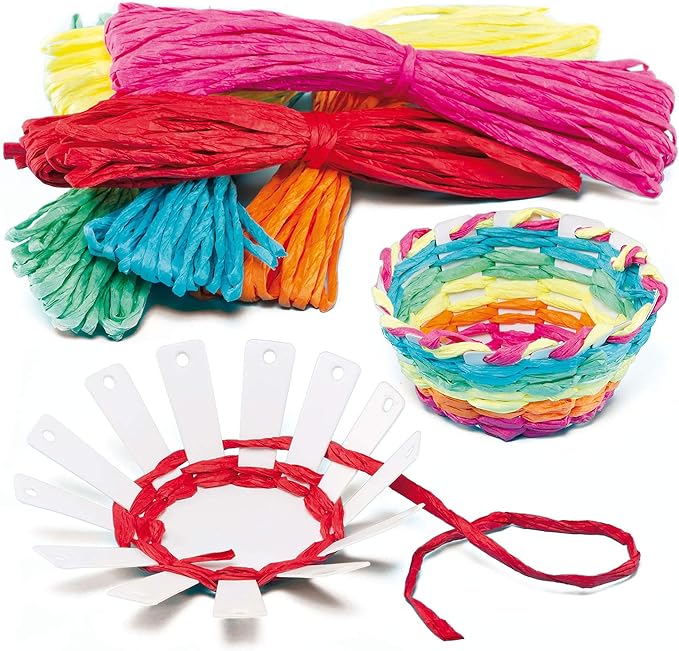 Card Basket Weaving Kits 6 Colors of Raffia, Finished Size 10cm, Kid's