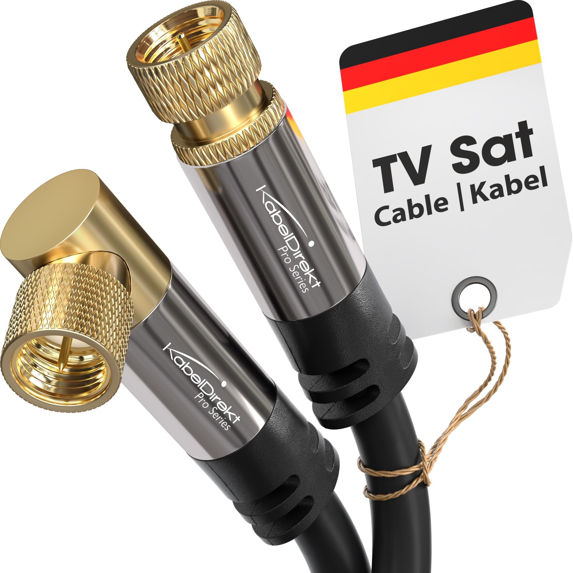 KabelDirekt – SAT Cable – Coaxial, Internet & Satellite TV/Aerial Cable, F-Connector – Designed in Germany – 90° angled/straight – 7.5m (Radio, DVB-T2/DVB-C/DVB-S2 – black)