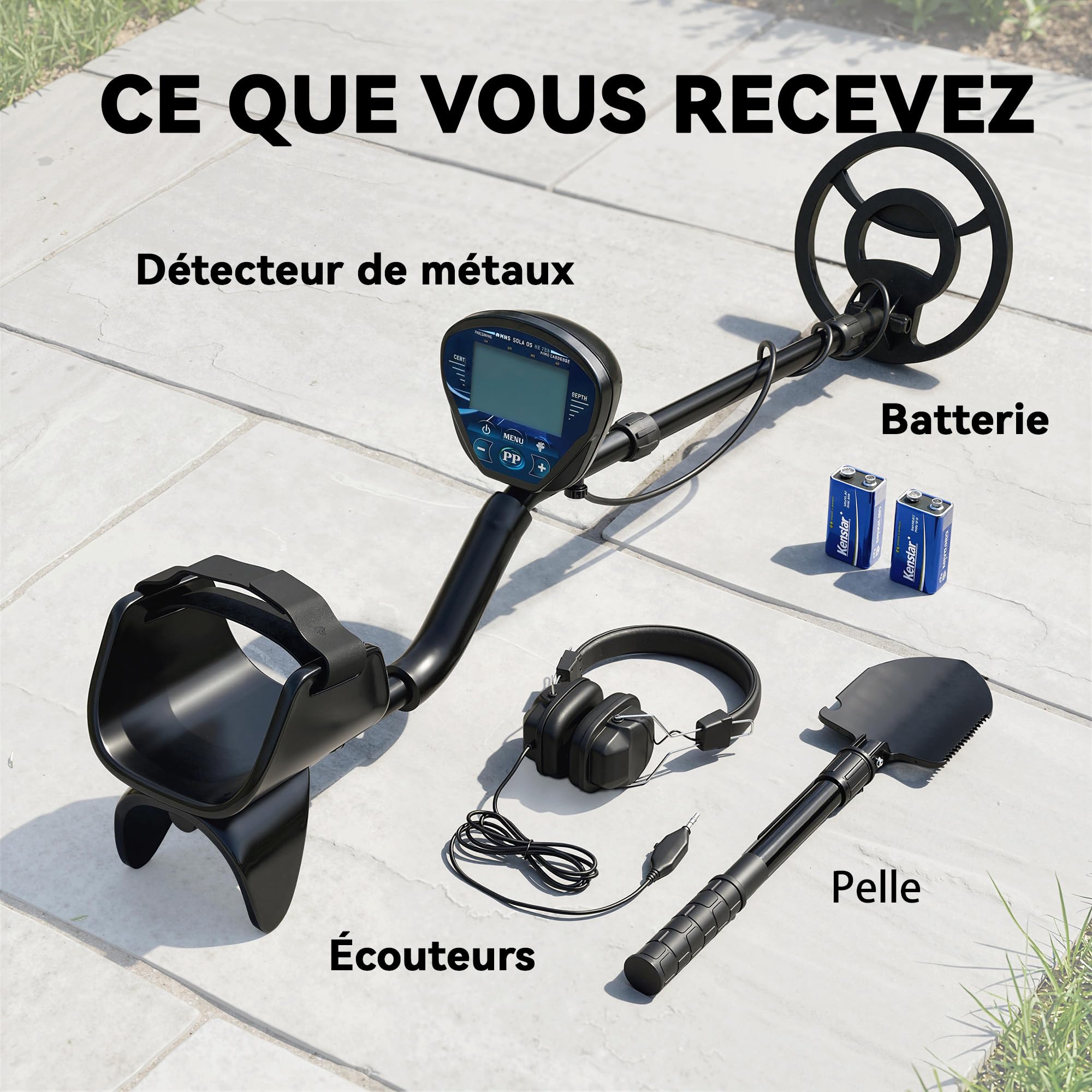 Outsunny Détecteur de Métaux Professionnel pour Adultes, Bobine IP68 LCD