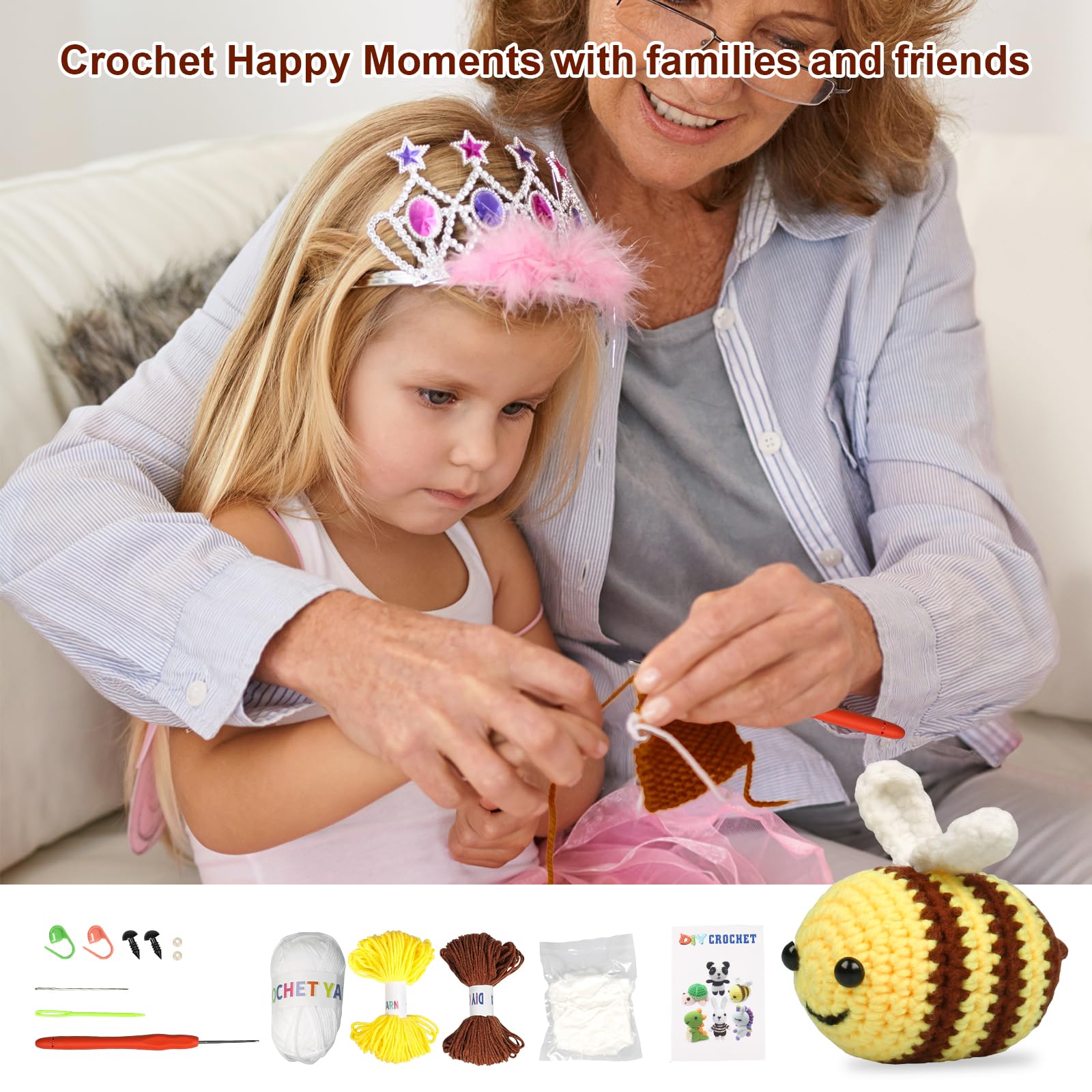 6Pcs Crochet Kit for Beginners Crochet Starter Kit with Step-by-Step Video Tutorials - Image 4