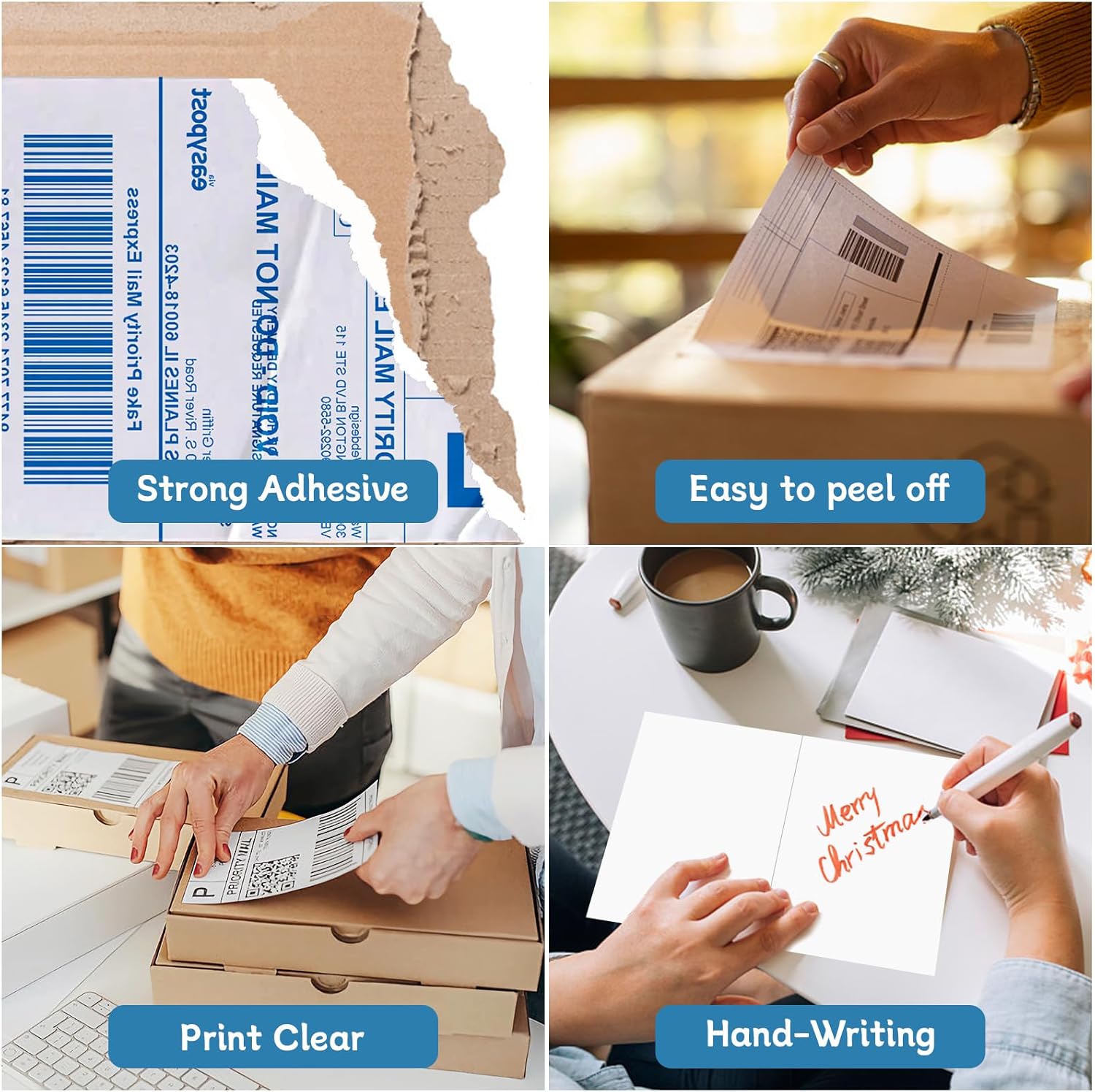 8.5” x 5.5” Half Sheet Shipping Labels, Label Sticker for Laser&Inkjet Printers, White Half Page Label Stickers, 2 Labels per Sheet, 8.5” x 11” Adhesive Half Page Labels, 200 Labels. - Image 4
