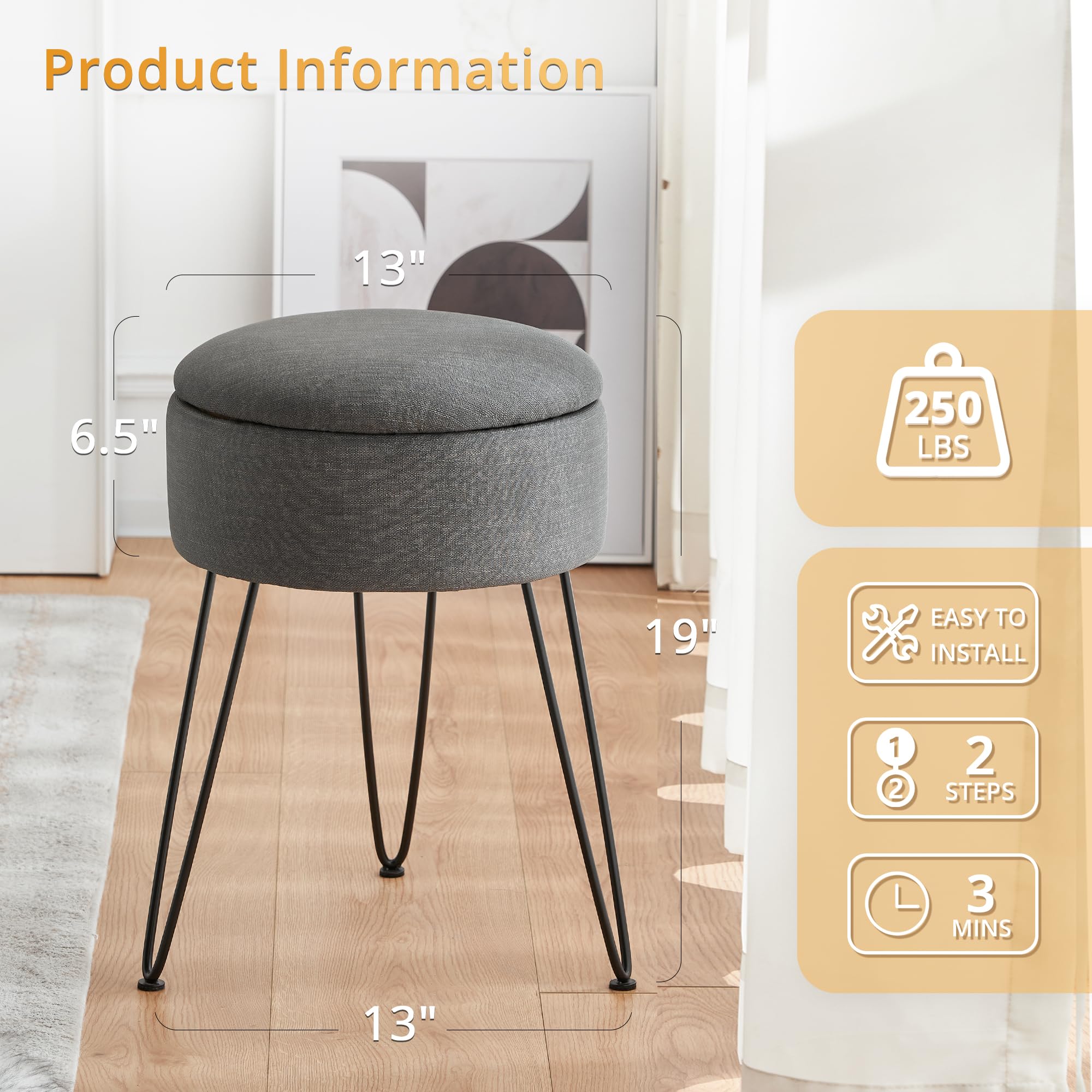 Vanity Chair Velvet Vanity Stool With Gold Legs 18