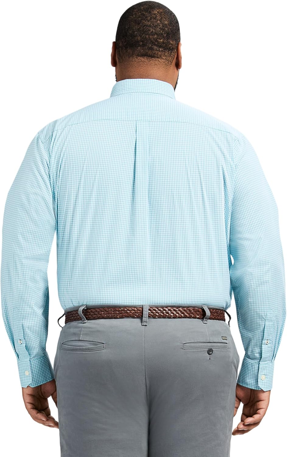 Izod Men's Big and Tall Performance Comfort Long Sleeve Gingham Button Down Shirt - Image 2