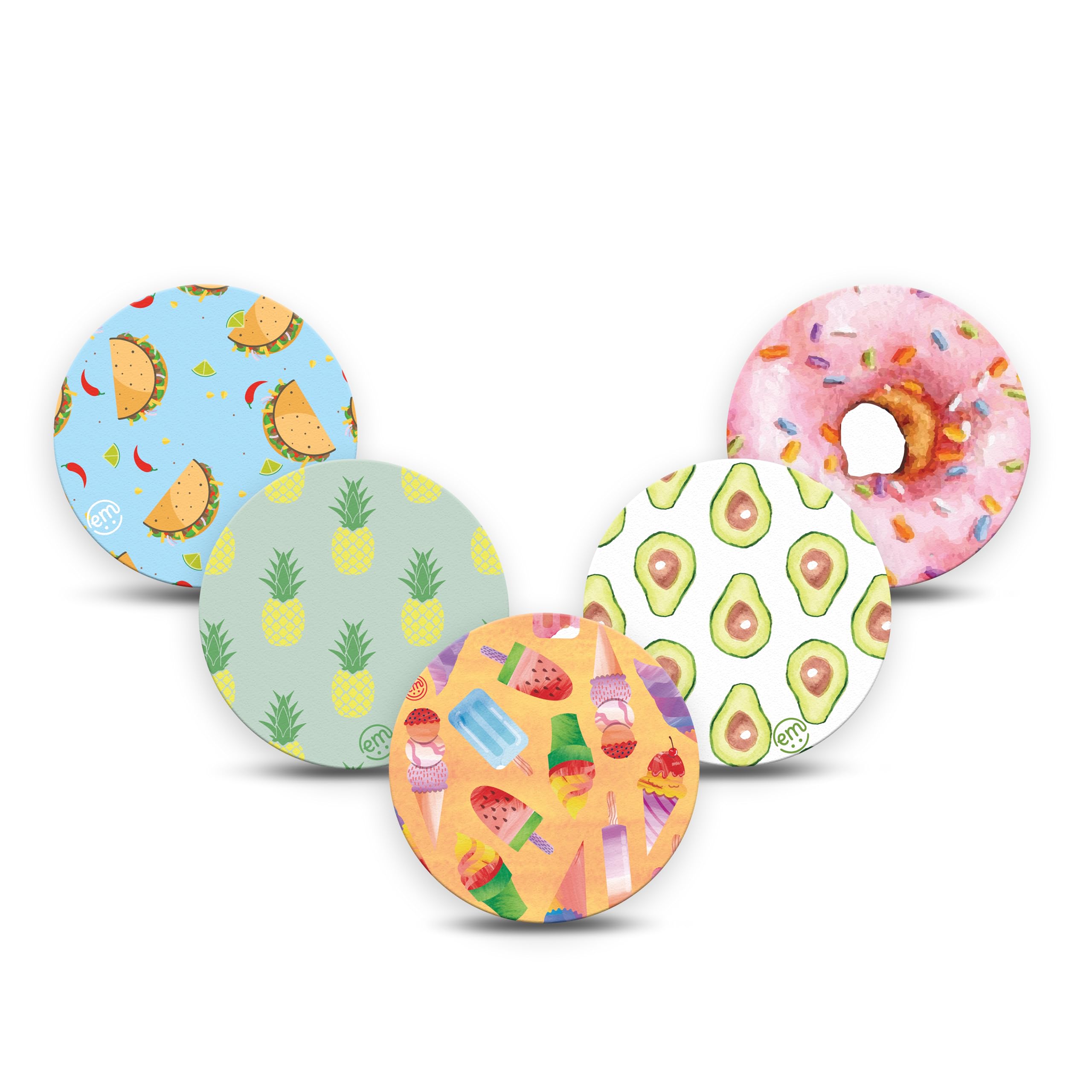 ExpressionMed - Parches adhesivos para el parche superior del Libre 3 (paquete de 5) - Fabricados en EE. UU., impermeables, no se deshilachan, cintas precortadas para sensor CGM (Delicioso/Delicioso)