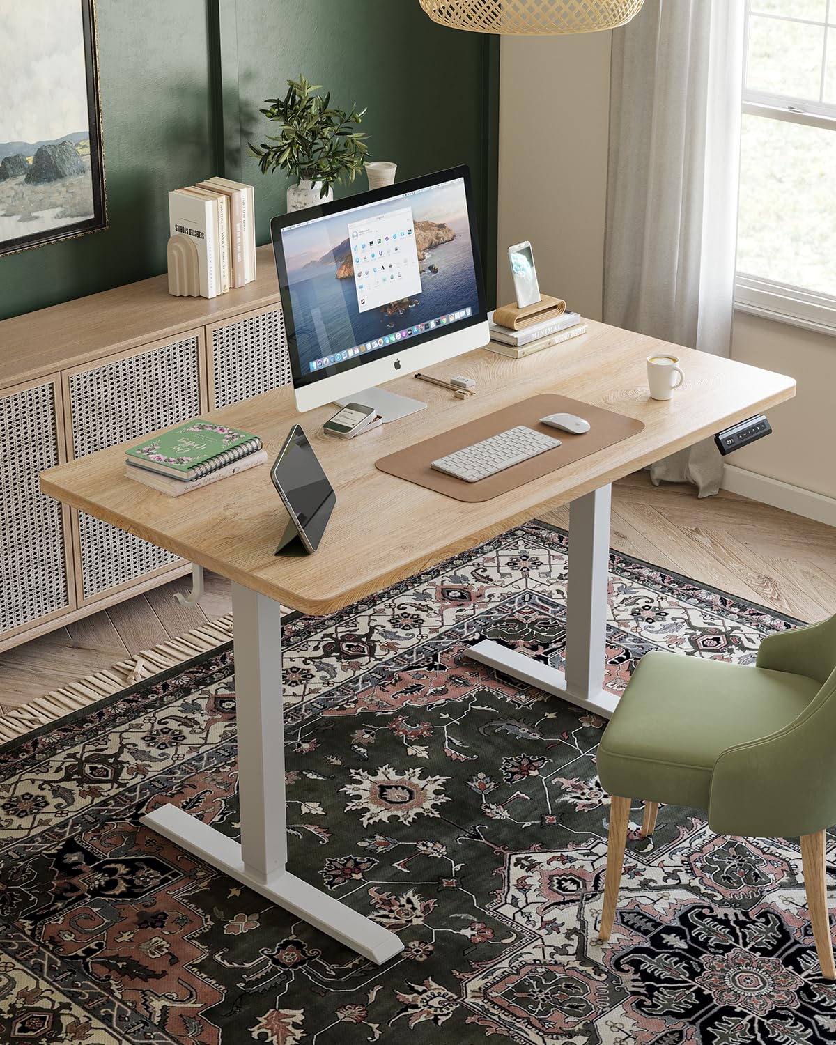 CubiCubi 48 x 24 Large One-Piece Standing Desk Adjustable Height Electric Computer Home Office Sit Stand up Workstation