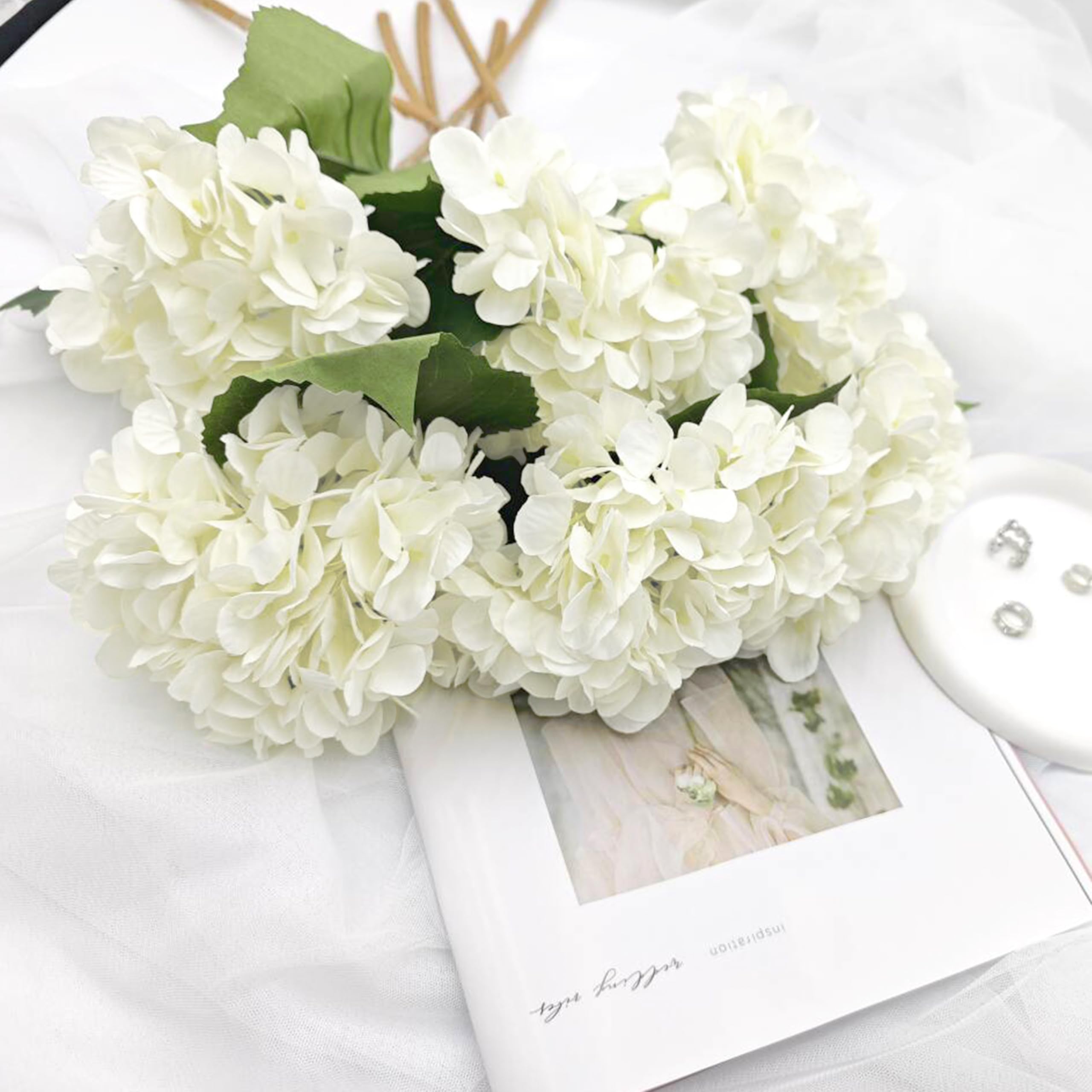 Aazon.co: JINWOE Silk Hydrangea Artificial Flowers, 5Pcs 20Inch Large