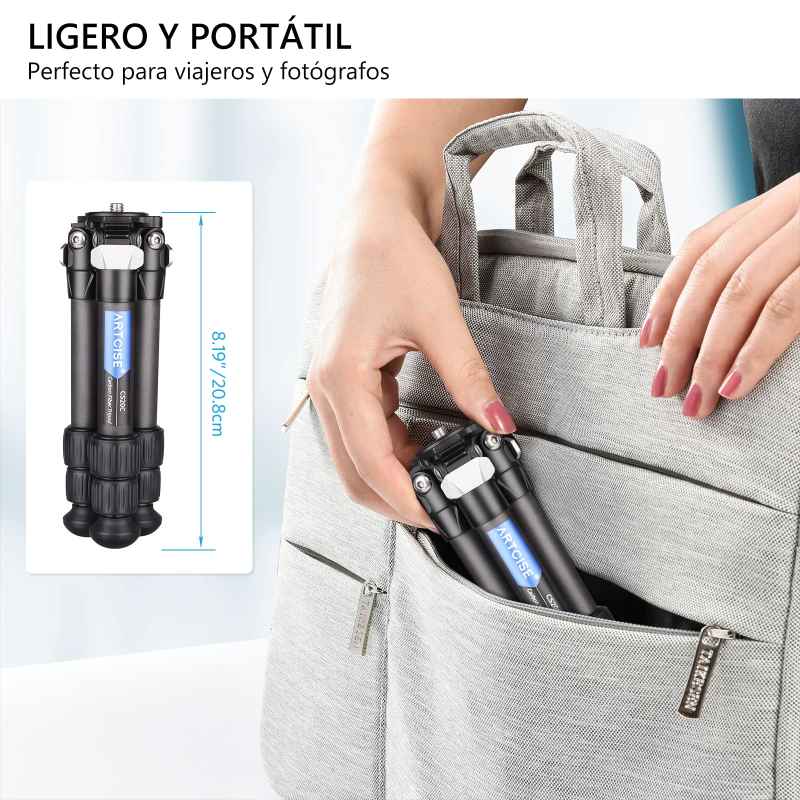 Mini trípode de Fibra de Carbono ARTCISE, trípode de sobremesa Compacto y portátil, trípode pequeño y Ligero para cámaras, DLSR, Capacidad de Carga máxima 22lbs/10kg