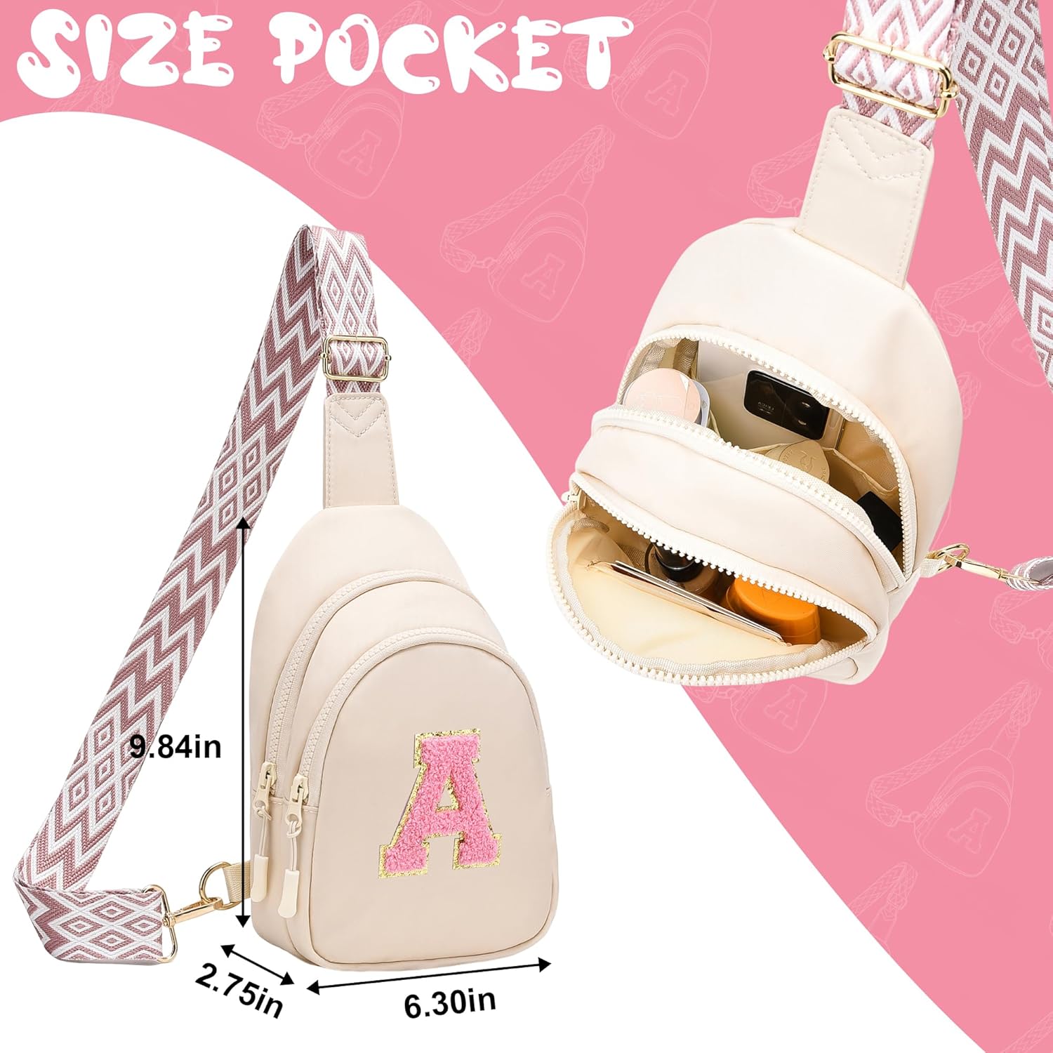 I IHAYNER Birthday Gifts for 5 6 7 8 9 10 11 12 13 Year Old Girls Small Cross Body Bag Initial Sling Bag Fanny Pack for Girls (Beige-S) - Image 2