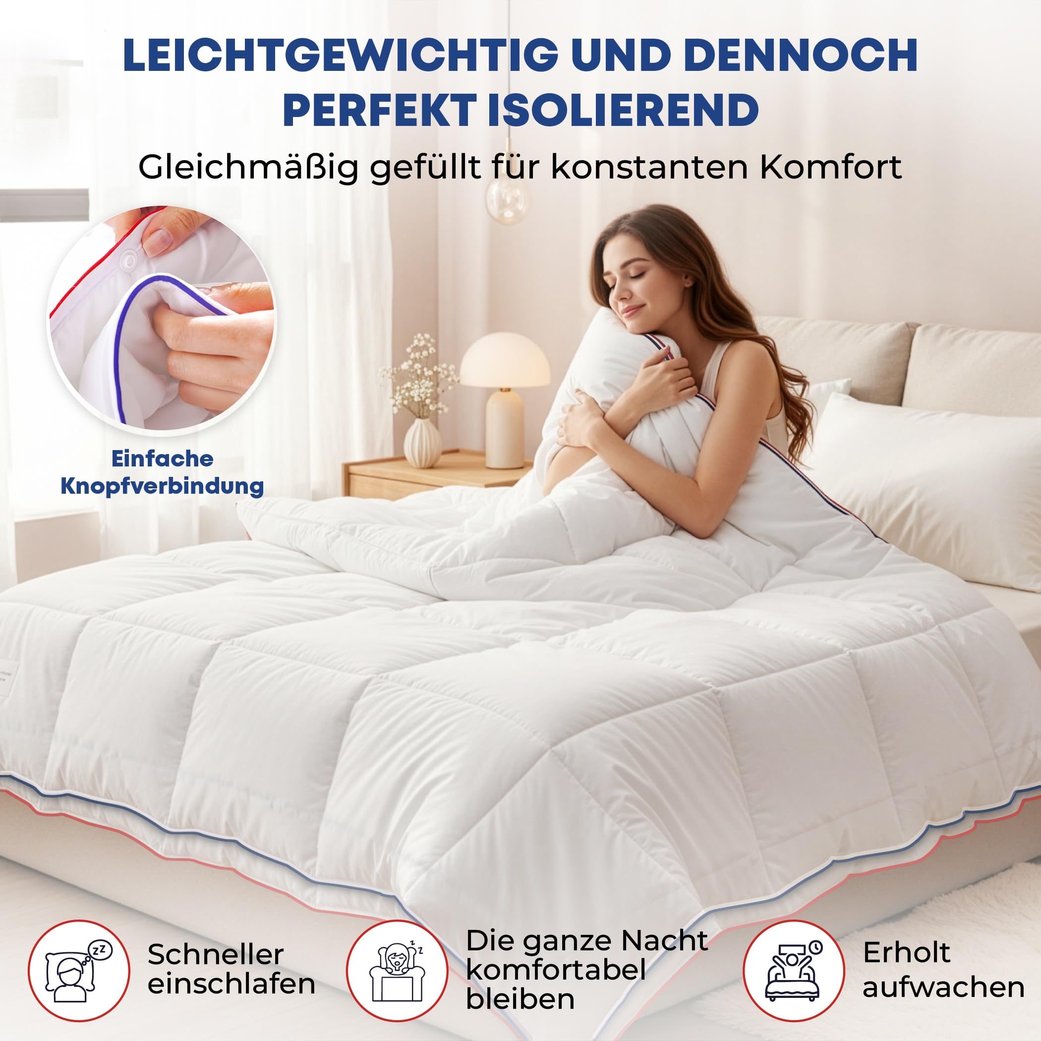 SLEEP COMFY Luxus 4-Jahreszeiten Warme Große Bettdecke 240x220 Steppdecke mit 2 Kombinierbaren Teilen, Ganzjahresdecke für Sommer und Winter Winterdecke für 2 Personen, Winterbettdecken, Schlafdecke